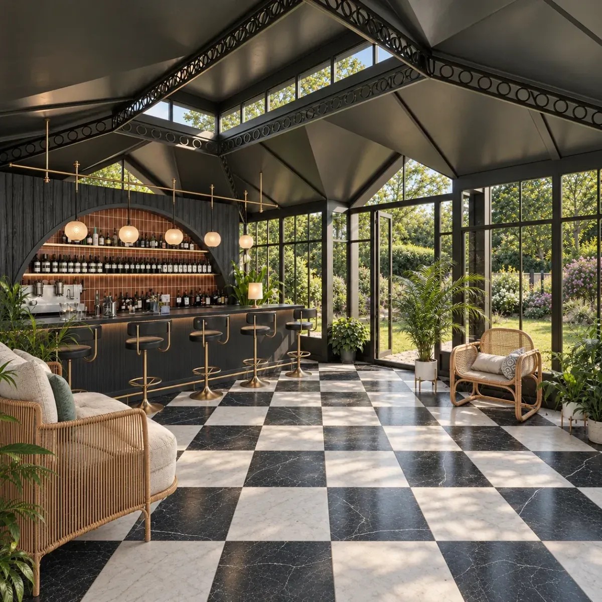 Conservatory bar, square version — architectural visualization