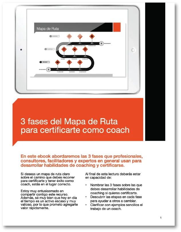 Imagen de la portada del eBook sobre las 3 fases del mapa de ruta del modelo de Coaching DiRECTO.