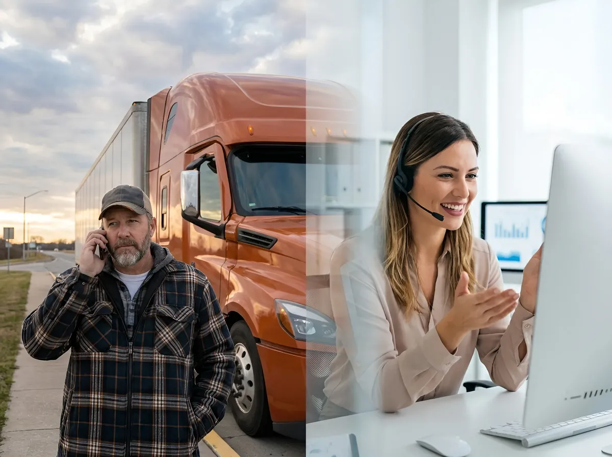 phone consult between truck driver and insurance advisor