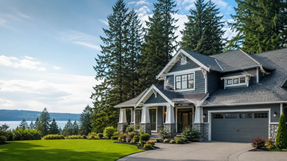 Beautiful Kirkland Craftsman home with professionally cleaned composition shingle roofing, clean gutters, and manicured landscaping.