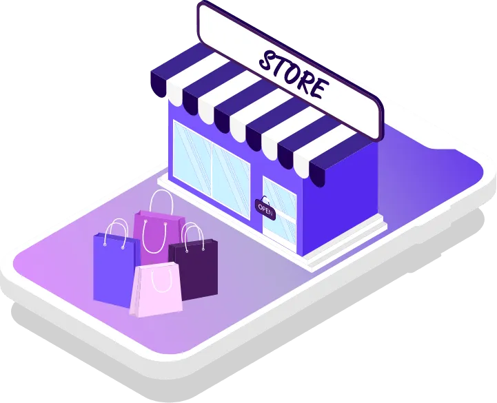 Illustration of a digital storefront symbolizing document digitization with LedgerPRO.