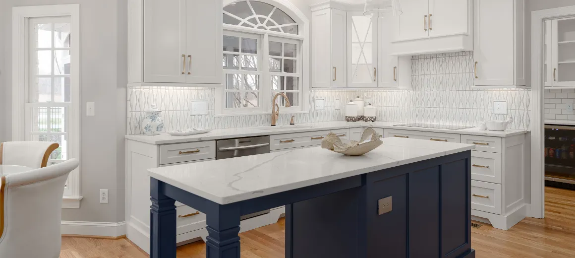 Modern kitchen remodel featuring custom cabinetry, high-end countertops, and premium appliances for a stylish and functional space.