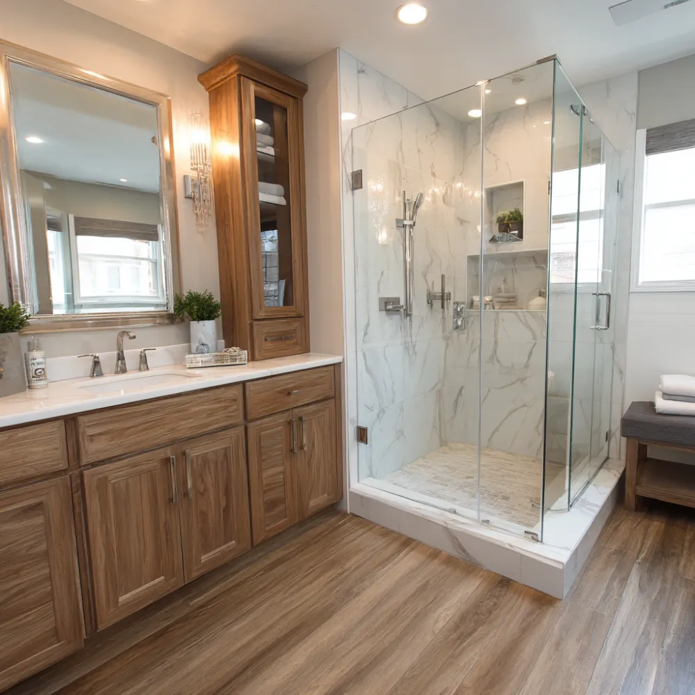 Stunning outdoor patio with a covered pergola, cozy seating area, and built-in fire pit for entertaining.