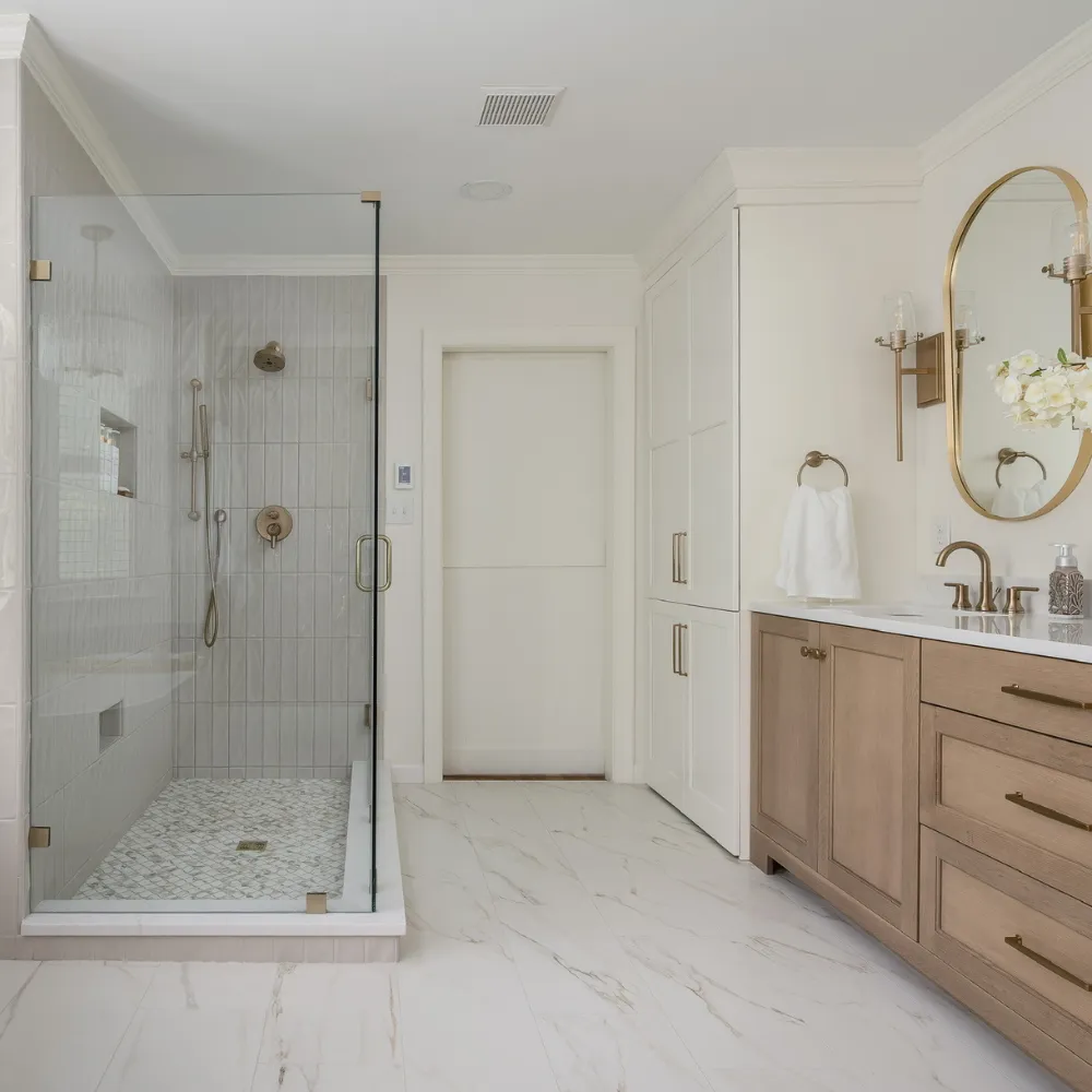 Before and after bathroom remodeling transformation with updated fixtures