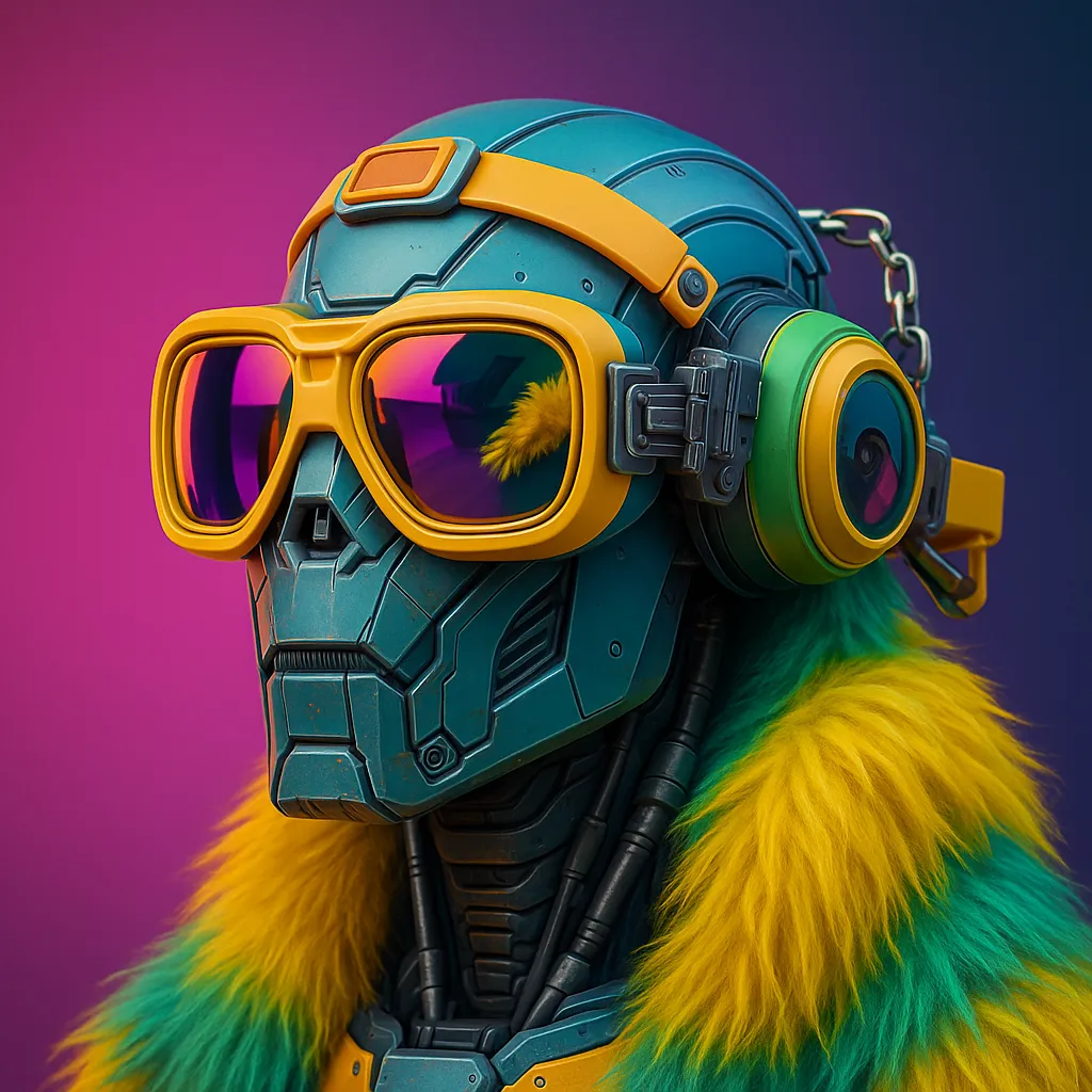 AI generated multicoloured monkey with goggles created