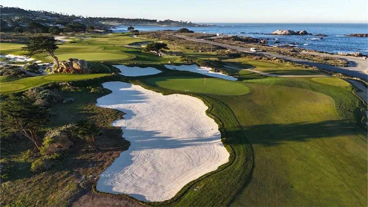 a view of a golf course from a distance