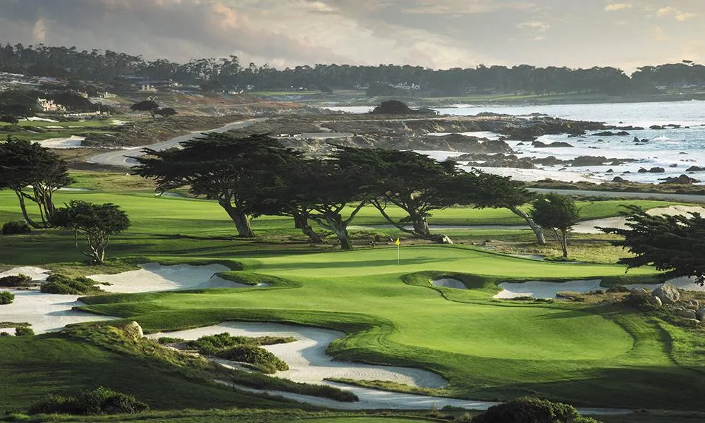 a view of a golf course from a distance