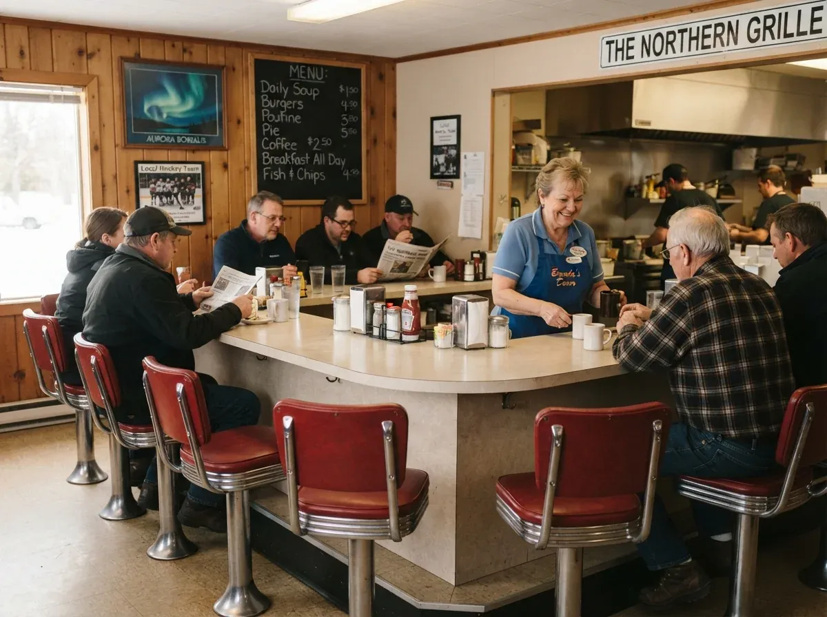 Interior diner counter and seating area at The Harvest Table