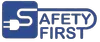 Safety First Electric logo featuring a stylized plug and text emphasizing safety in electrical services.