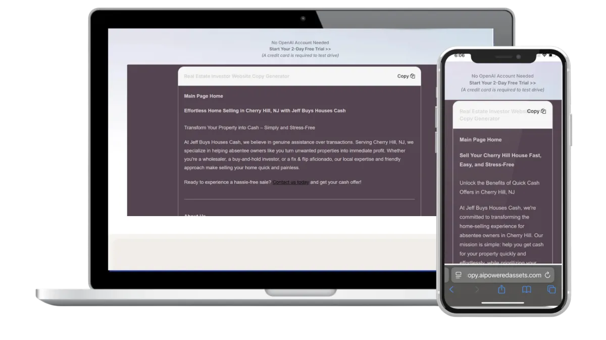 website copy generator hero image