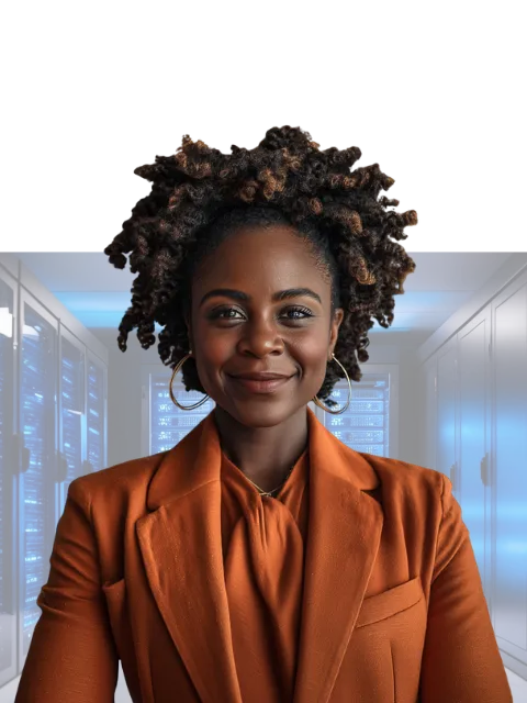 woman in data center