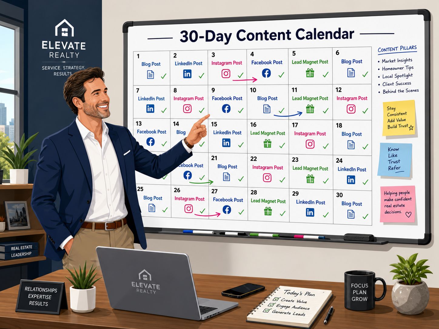 real estate professional looking at whiteboard 2