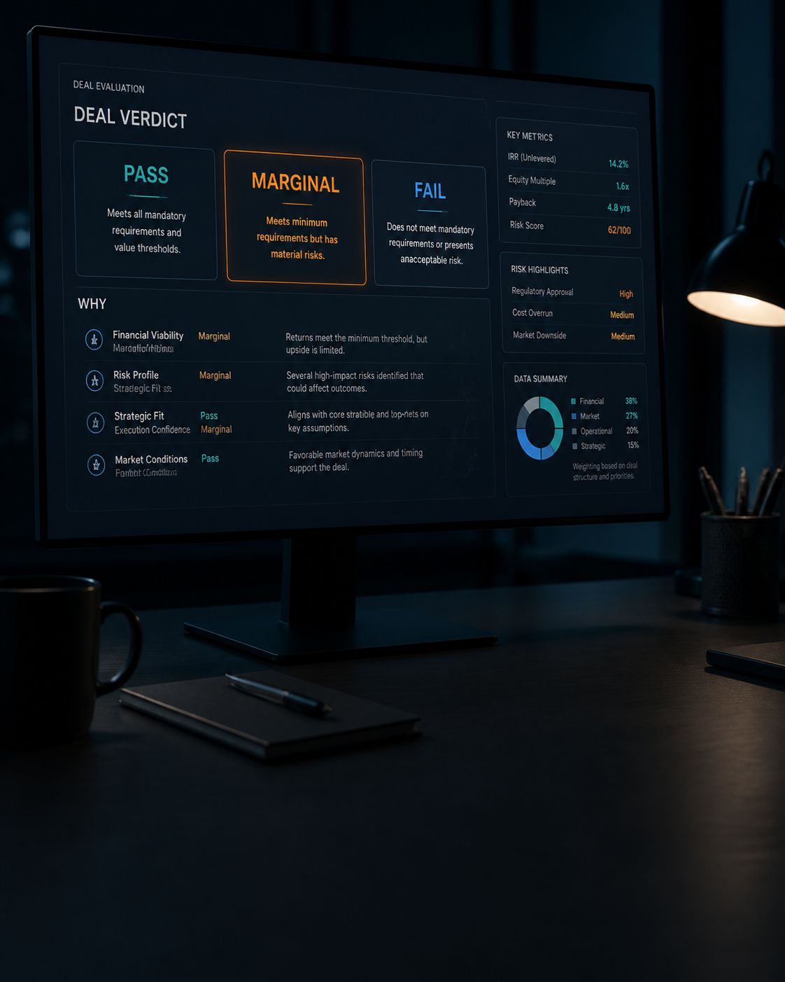 a monitor showing a deal graded pass fail marginal 2
