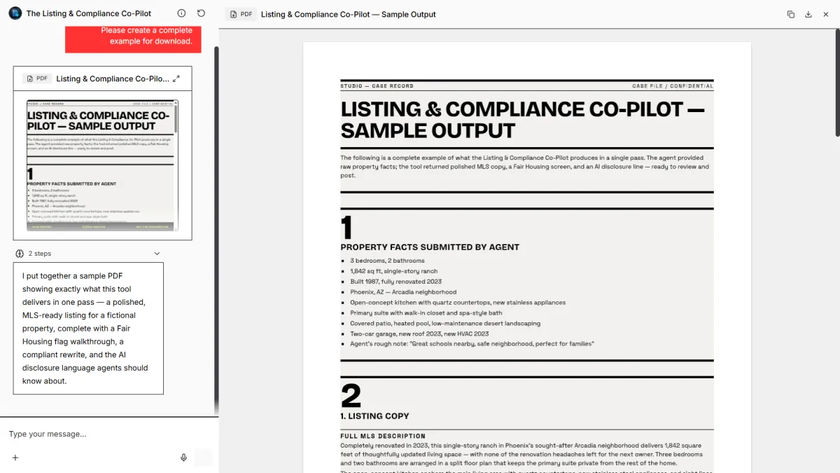 listing and compliance copilot 2