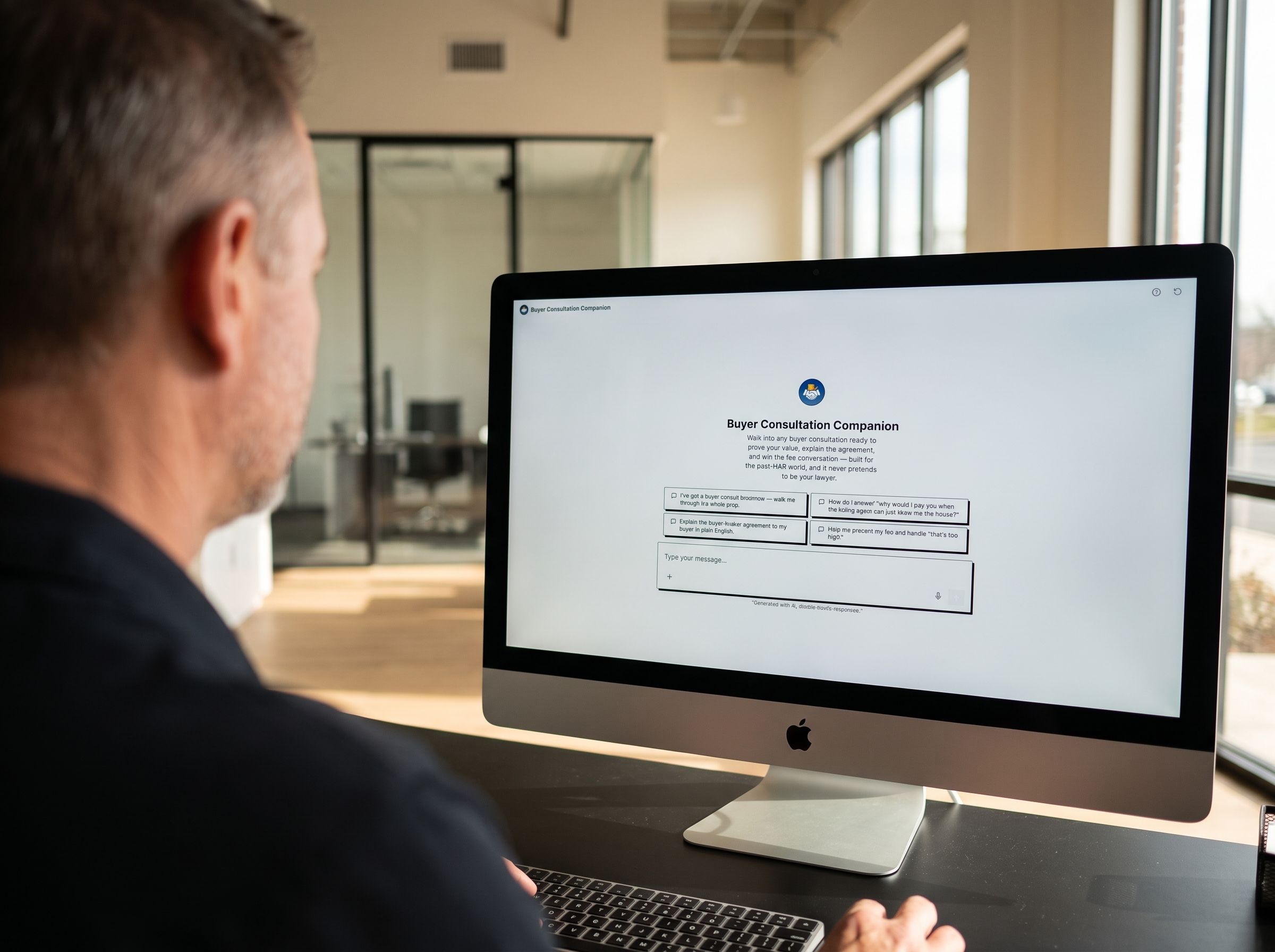 broker at a desk using the buyer consultation companion