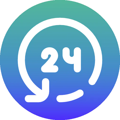 Green and purple 24/7 icon for AI receptionist and CRM system that helps businesses never miss opportunities.