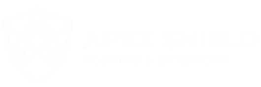 Apex Shield Roofing and Exteriors logo in white