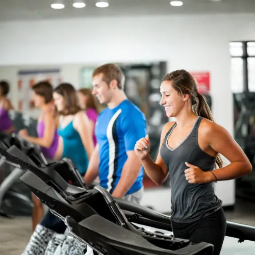 Adult engaged in strong physical performance activity
