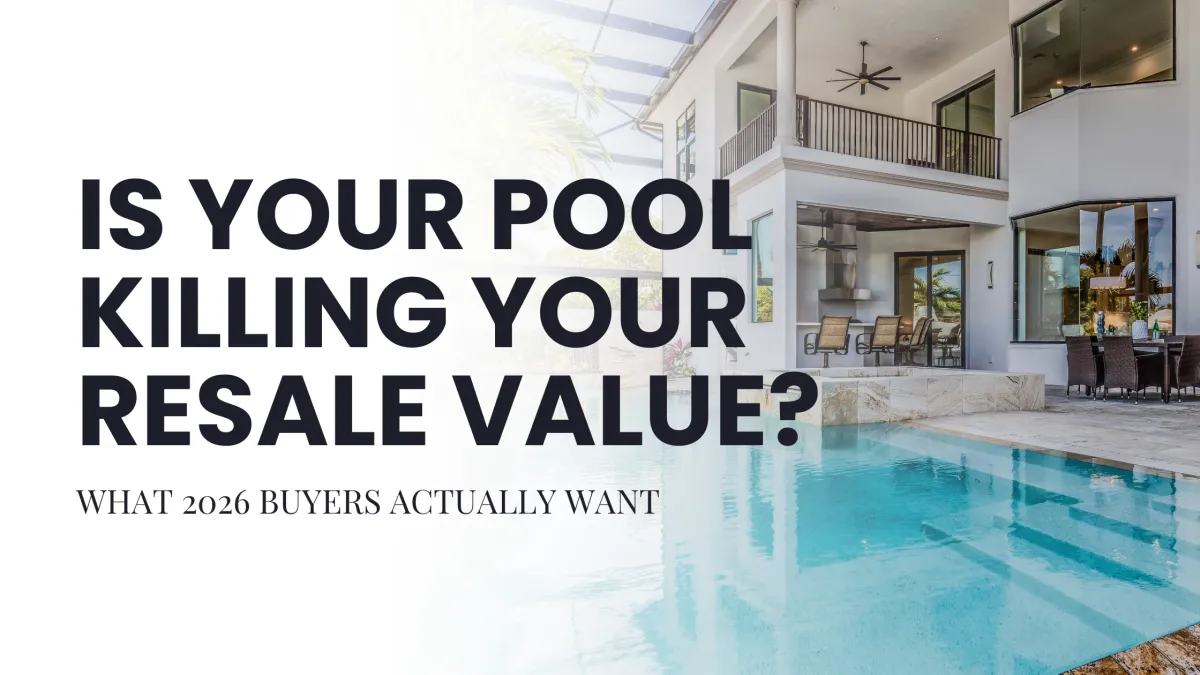Modern luxury pool at a South Florida home with resort-style outdoor living