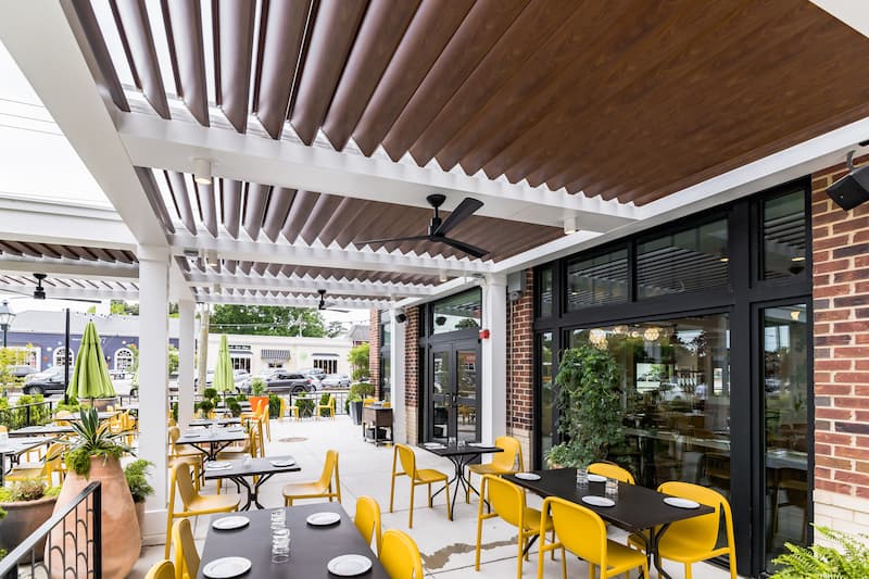 Equinox louver, roof, white frame with wood grain 