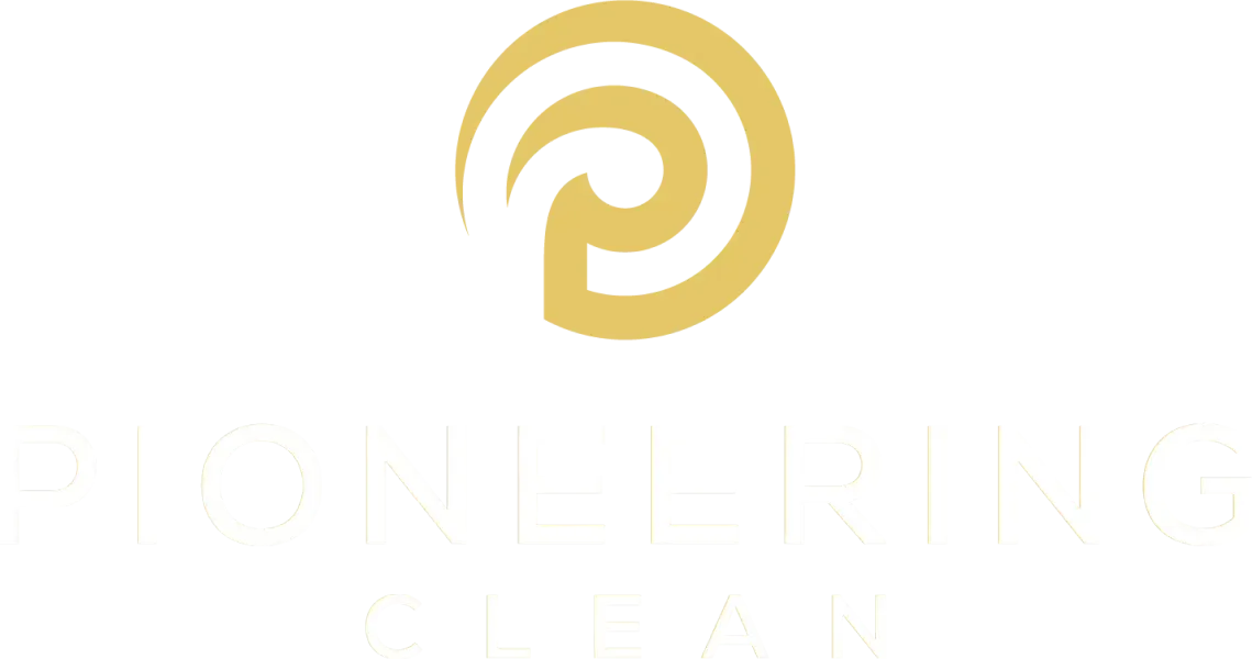 Pioneering Clean logo gold and white