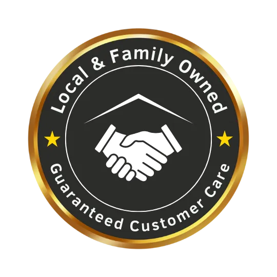 Badge icon reading “Local and Family-Owned” showcasing Cu Solutions as a trusted Denver metro family business.