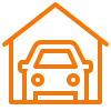 Garage icon representing detached garage and outdoor EV charger installation for homes
