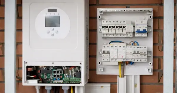 Residential electrical subpanel and equipment installed on an interior wall in a Denver, CO home by Cu Solutions.