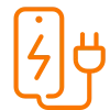 Orange EV charger icon symbolizing Cu Solutions as a Tesla certified EV charger installer in Denver, CO.