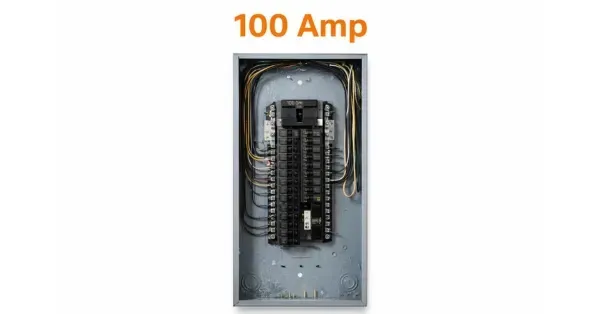 Cu Solutions 100 amp electrical panel in Denver, CO, shown as a residential breaker panel example for service sizing.