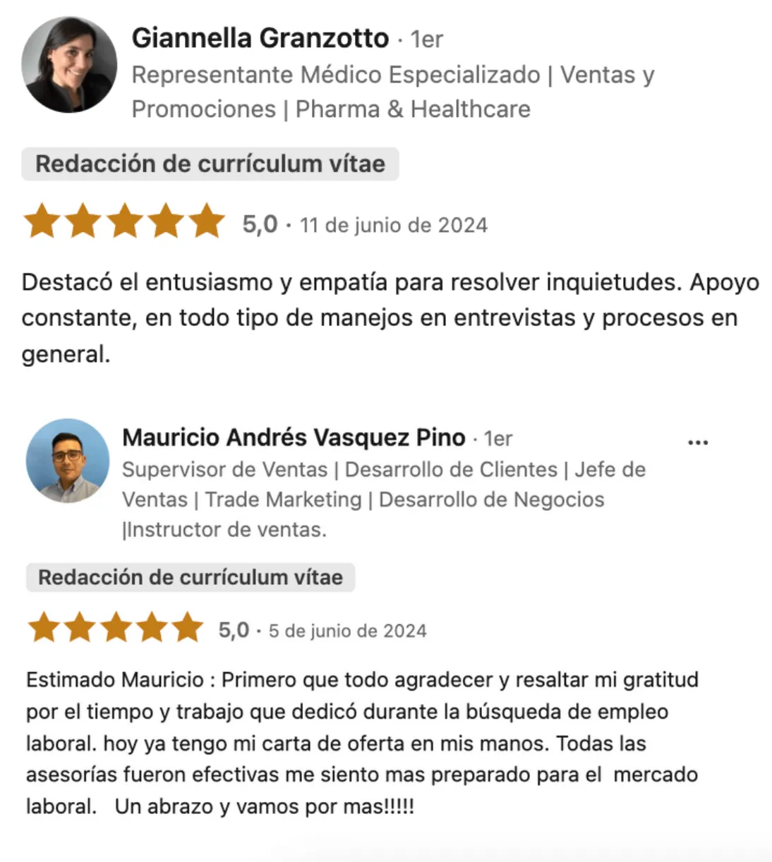 Reseñas comentarios positivos de mentoría laboral - planes de mentoría y acompañamiento para la búsqueda laboral. Creación de currículum y mejora de Perfil de LinkedIn, outplacemente, mentoring laboral, hr business group, mejorar currículum, perfil de LinkedIN, preparación a entrevistas laborales, outplacemente, mentoring laboral, optimización de currículum, orientación profesional, orientación laboral, diseño de carrera, gerente, manager, jefe, coordinador, senior, supervisor