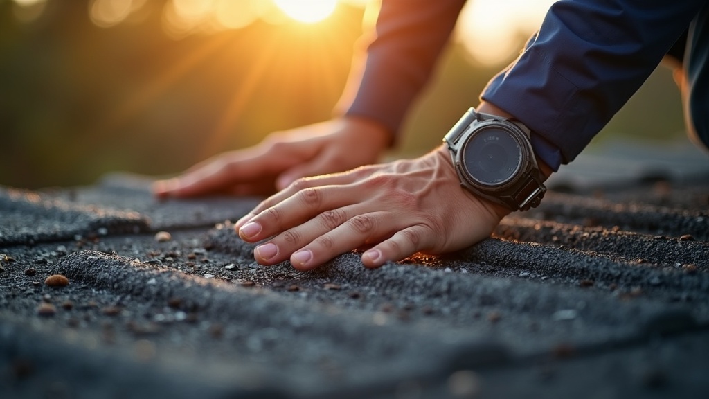 Inspecting roof shingles for hail damage in residential home roofing system
