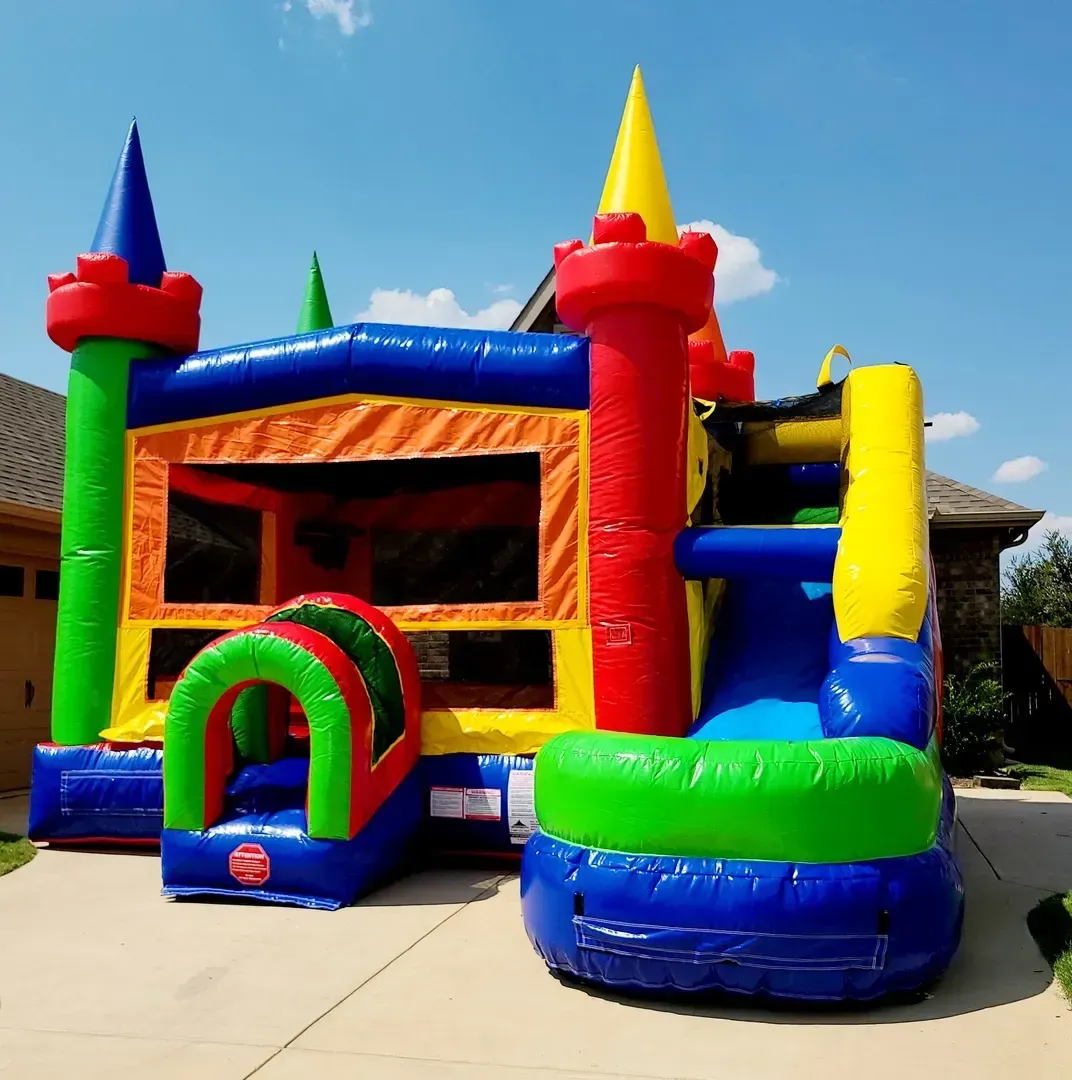 Bounce house combo unit rental in Hillsborough NJ with wet and dry slide options