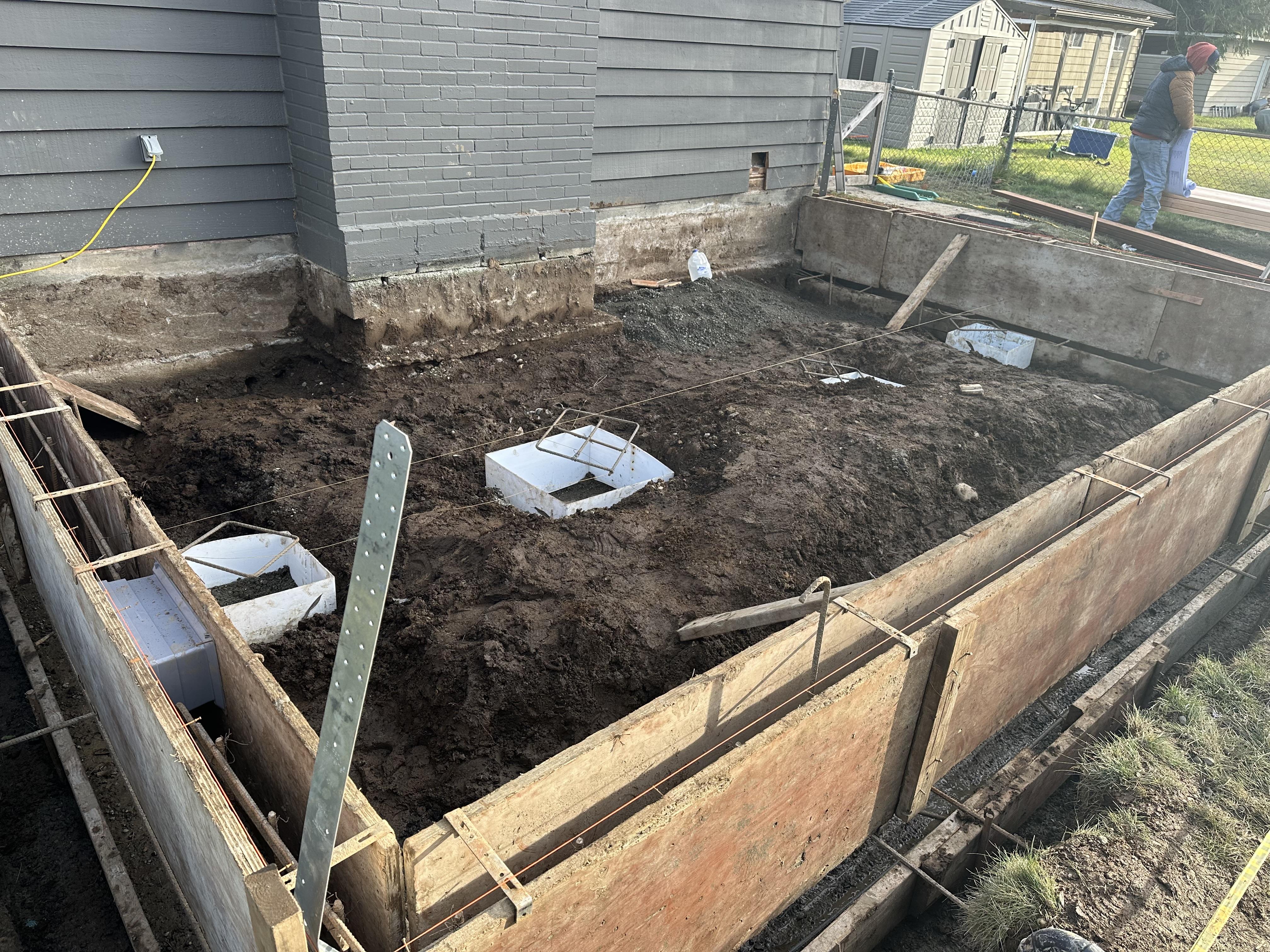 Foundation work for a home addition project