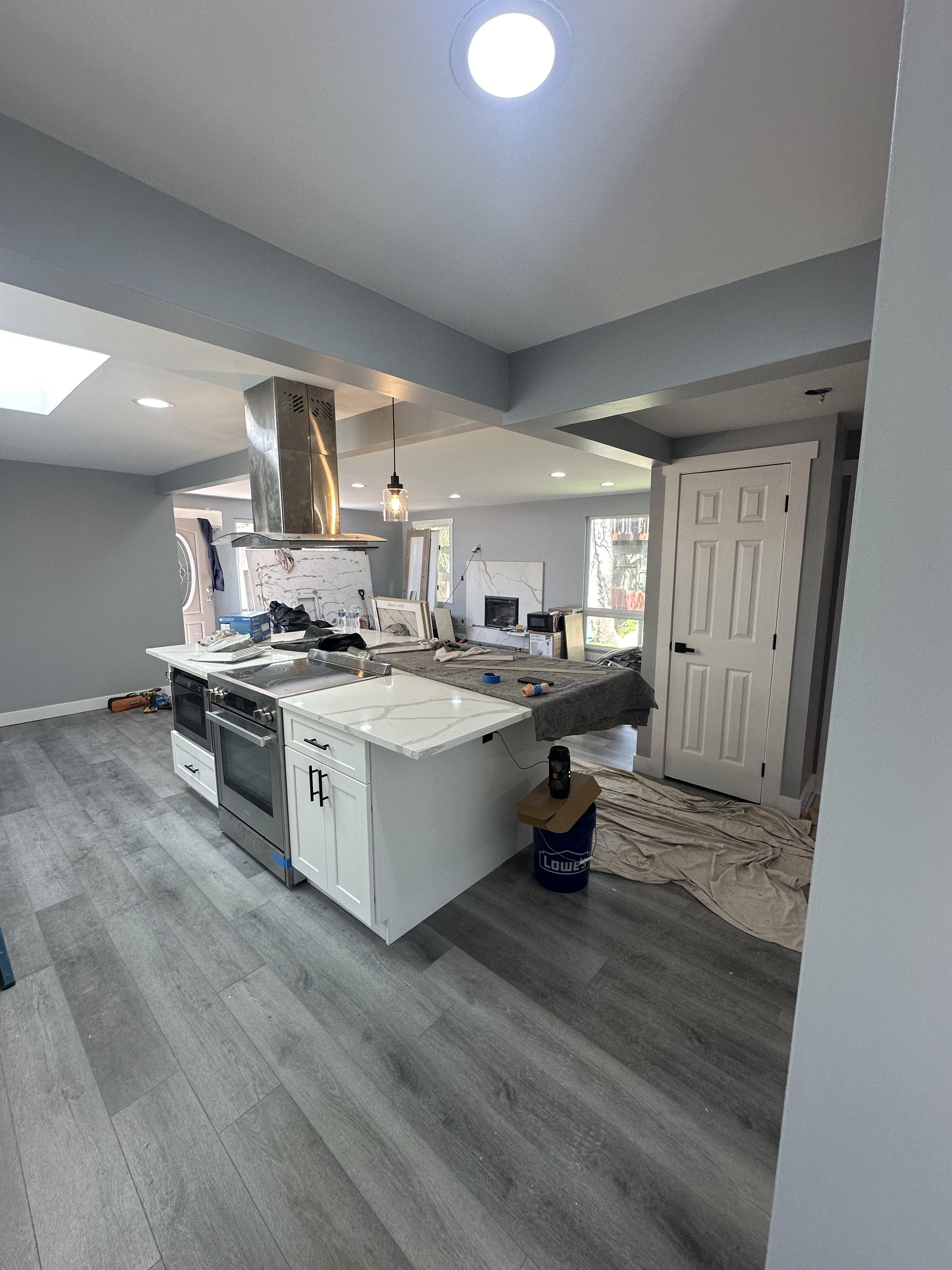 Open-concept kitchen remodeling project