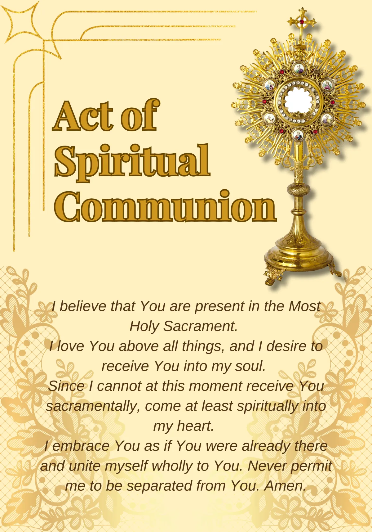 Act of Spiritual Commuinion Prayer Card