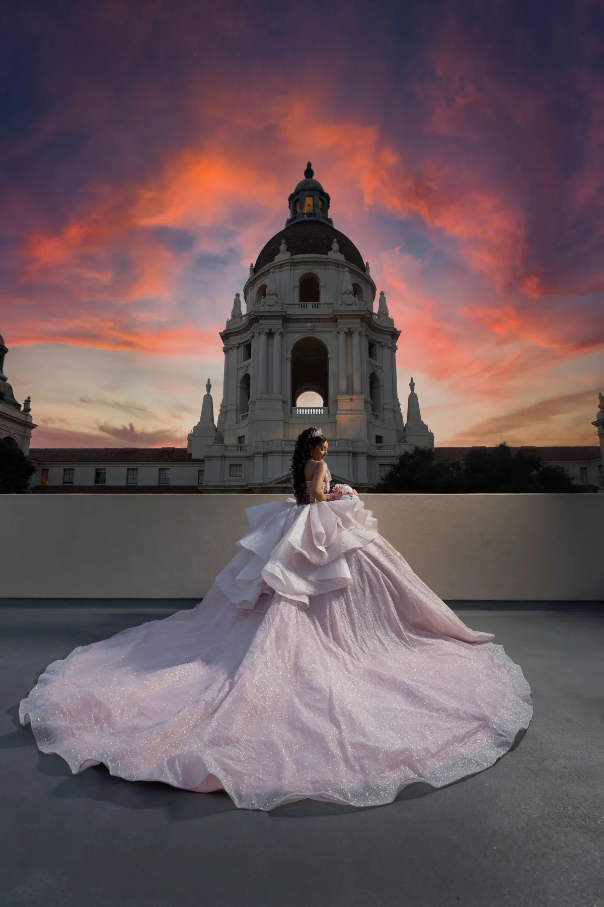 Outdoor quinceañera photography session at golden hour in Southern California