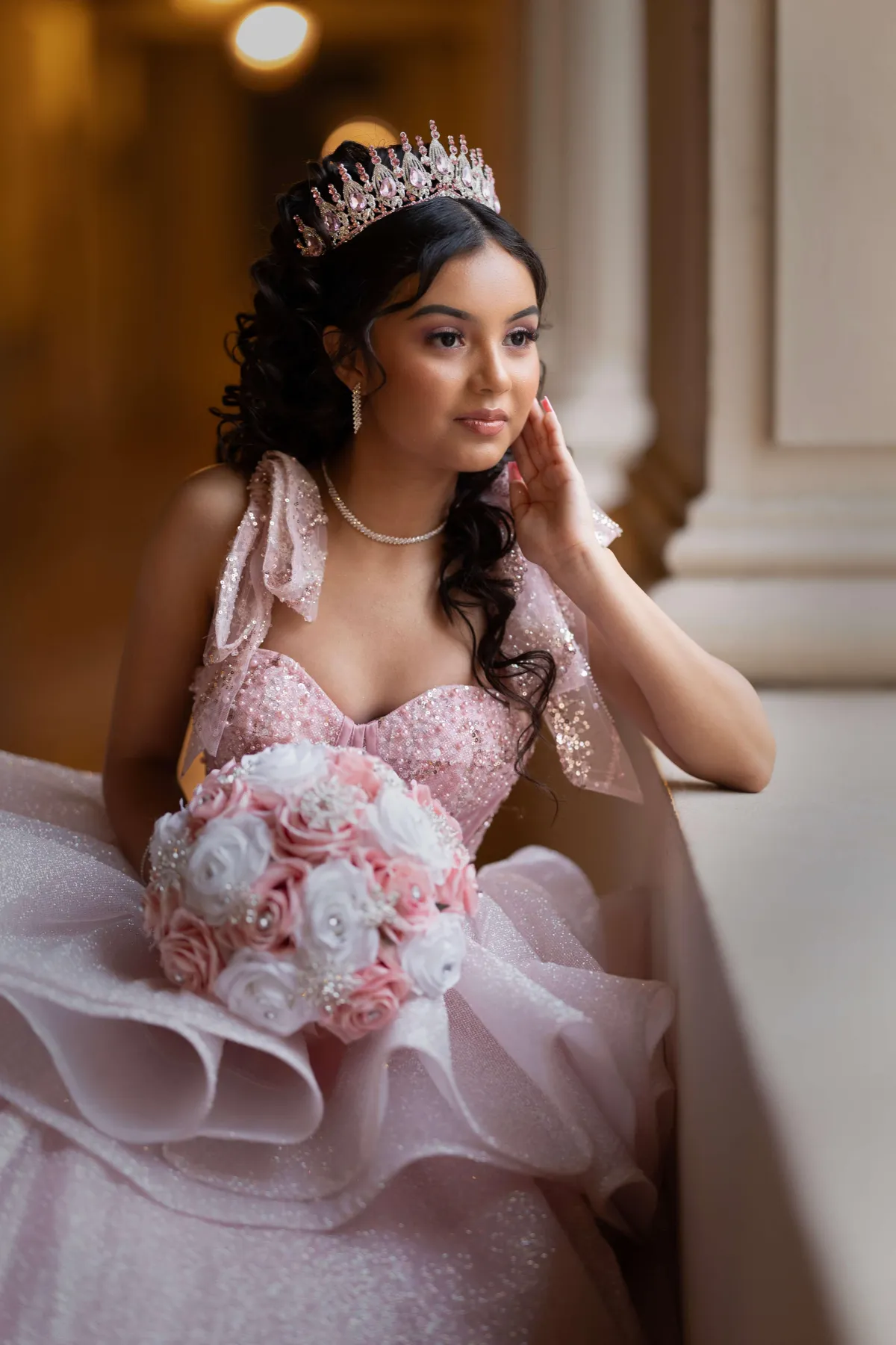 Quinceañera church ceremony moment