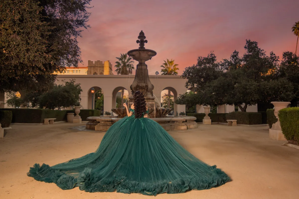 Outdoor quinceañera photography session at golden hour in Southern California