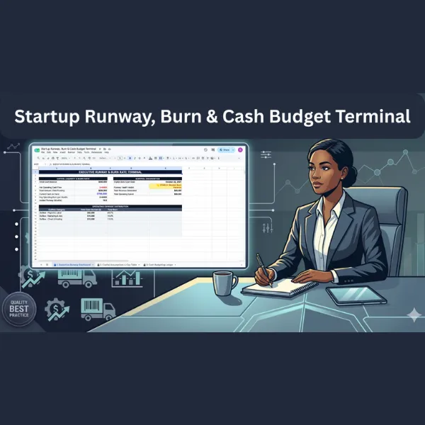 Startup Runway, Burn & Cash Budget Terminal - Google Sheet