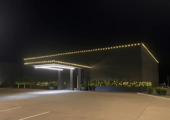 Professional roofline and landscape holiday lighting