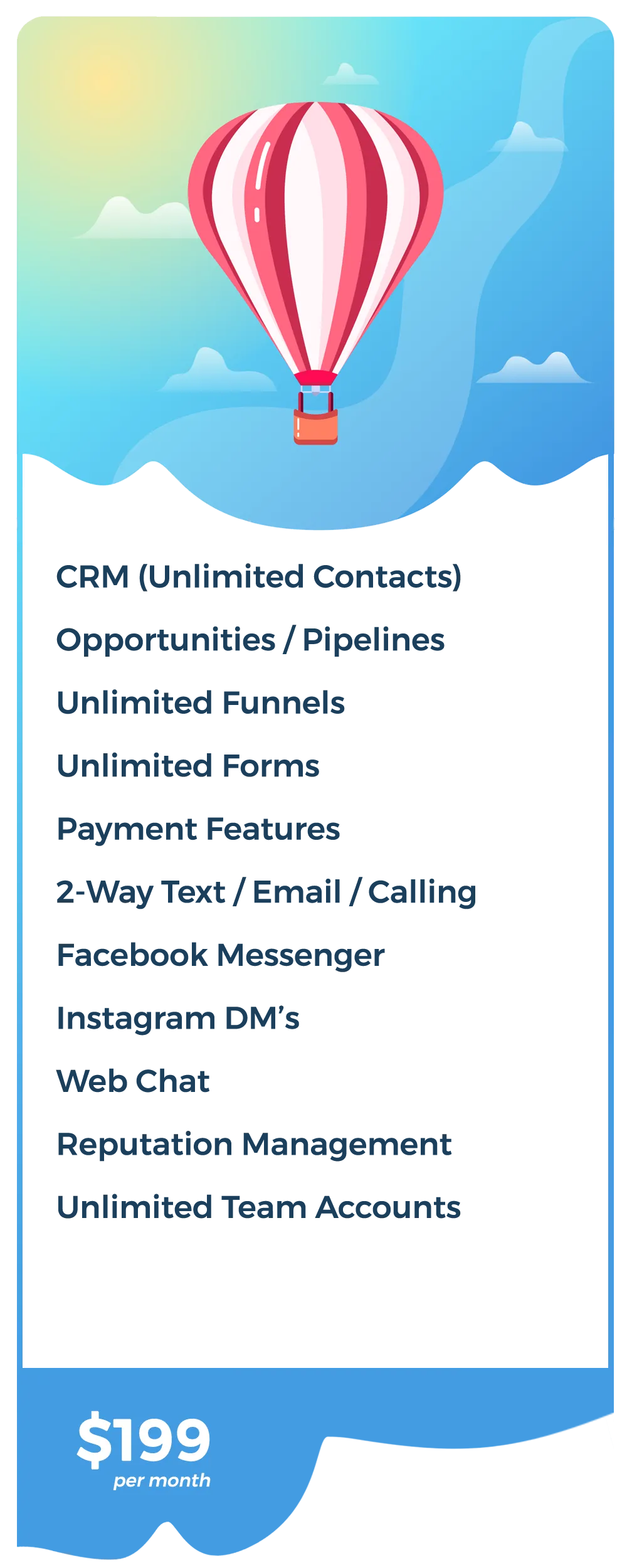 LeadLenz Basic Tier - CRM (Unlimited Contacts), Pipelines, Unlimited Funnels, Unlimited Forms, Payment Features - $199 /month