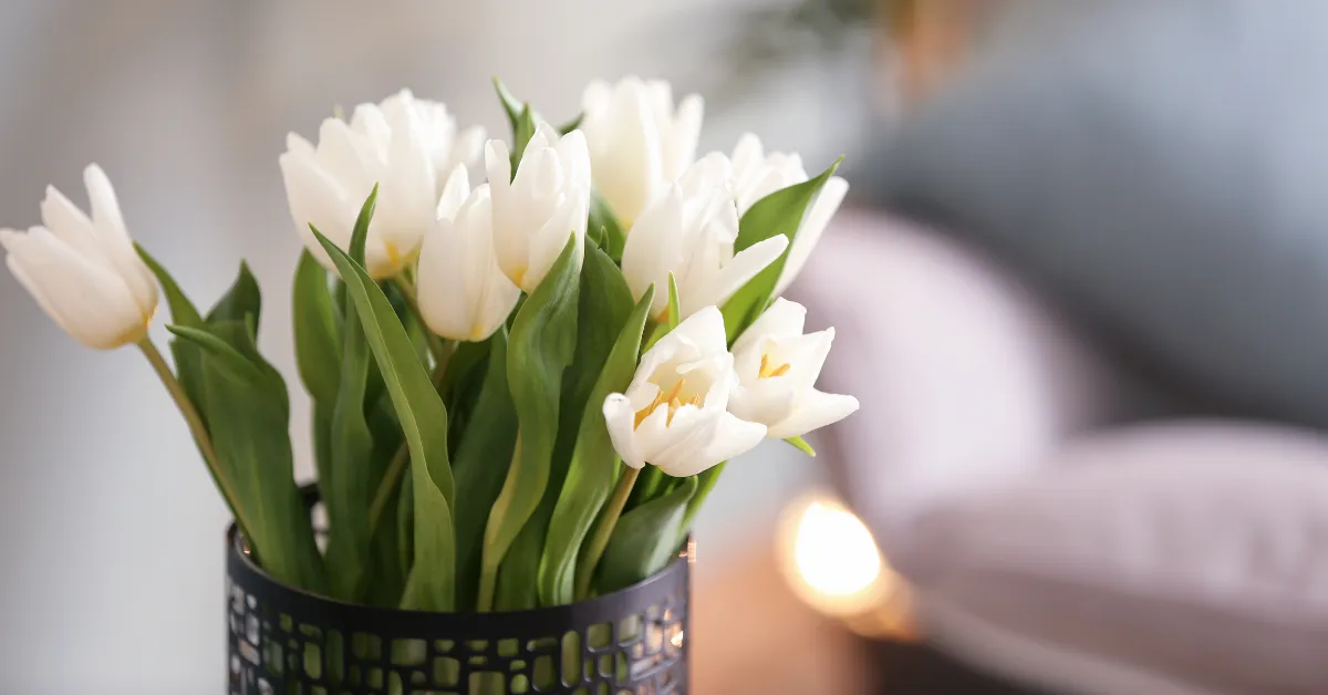 Bouquet of flowers in a mobile home