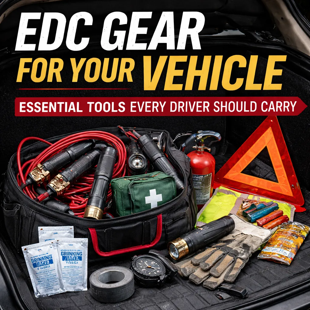 vehicle emergency preparedness kit tools flashlight jumper cables first aid