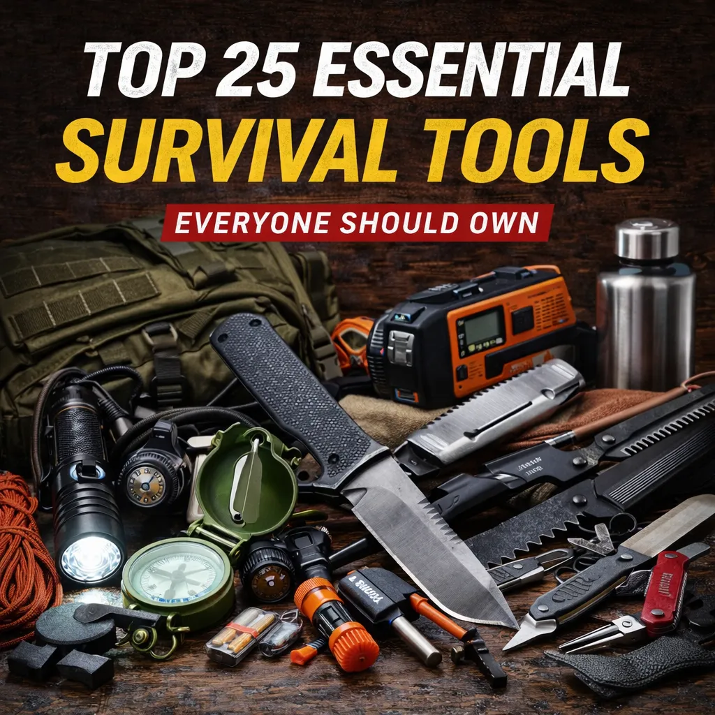 essential survival tools preparedness gear knife flashlight compass multitool