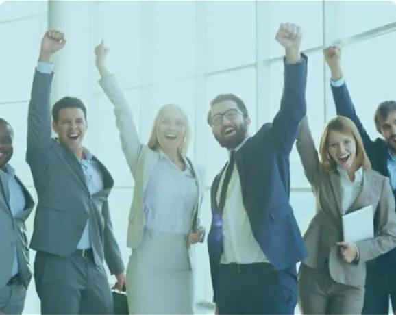 Diverse business team celebrating success together — professional virtual assistant support for companies