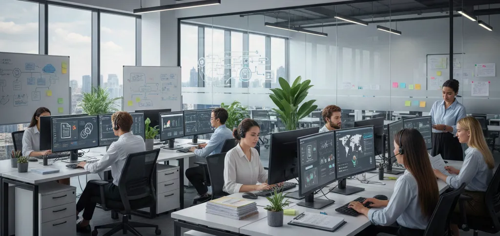 Business professional in a suit using a digital tablet for work.