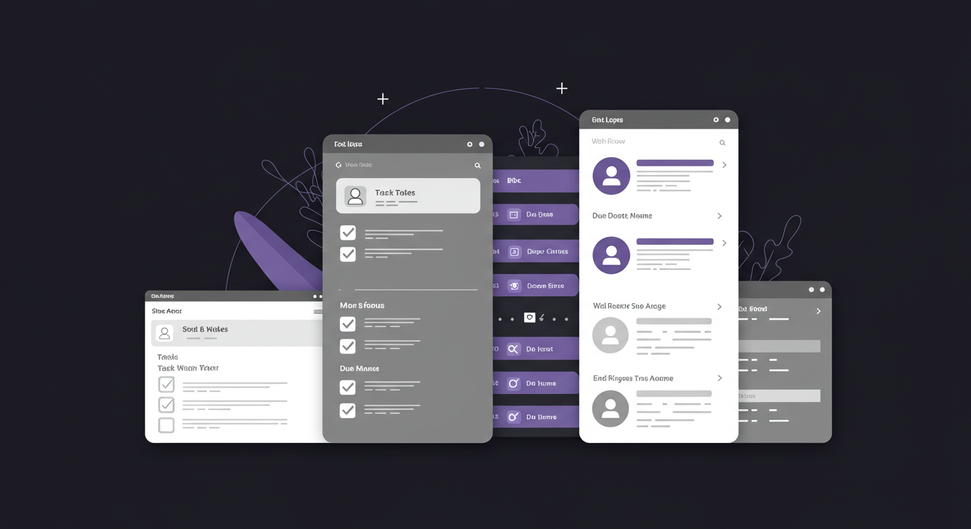 a series of web pages and tasks lists