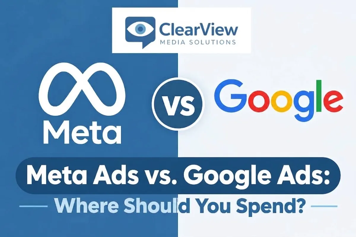 Meta Ads vs Google Ads for Service Businesses by ClearView Media