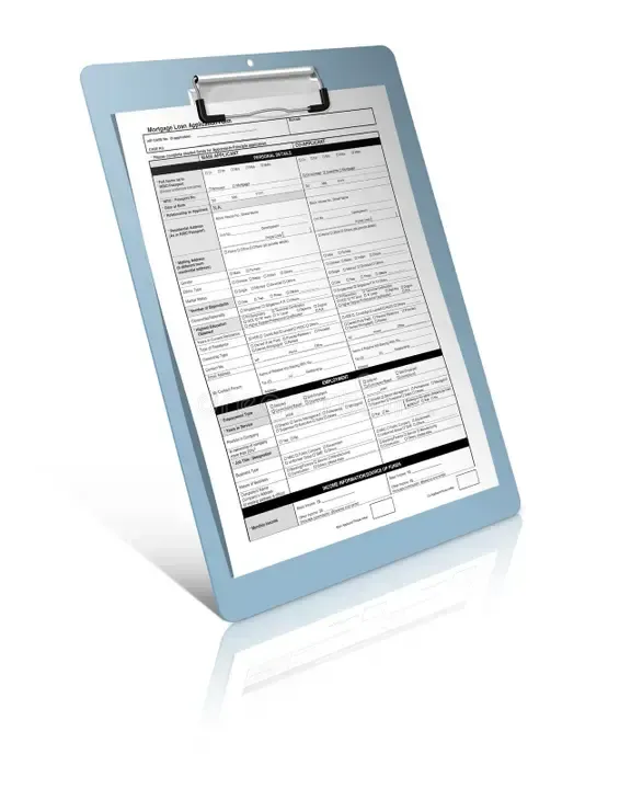 Clipboard with income documents - Conventional Loan for qualified buyers